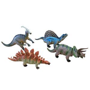 Vintage AAA Dinosaur 7" Lot of 4 PVC Animals Homeschool Science Kids Toy Display